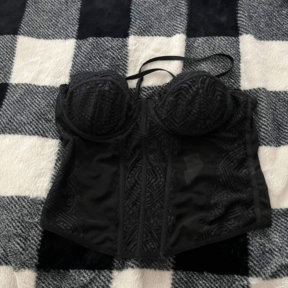 Black Lace Bustier Top